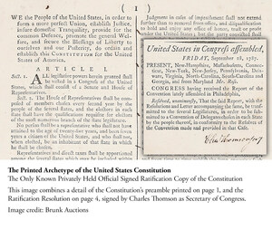 Rare Signed Ratification Copy of the U.S. Constitution, Recently Discovered in North Carolina, Heads to Auction