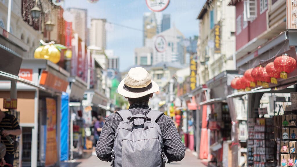 man in an asian city