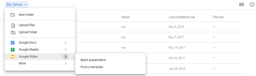 select “Blank presentation”