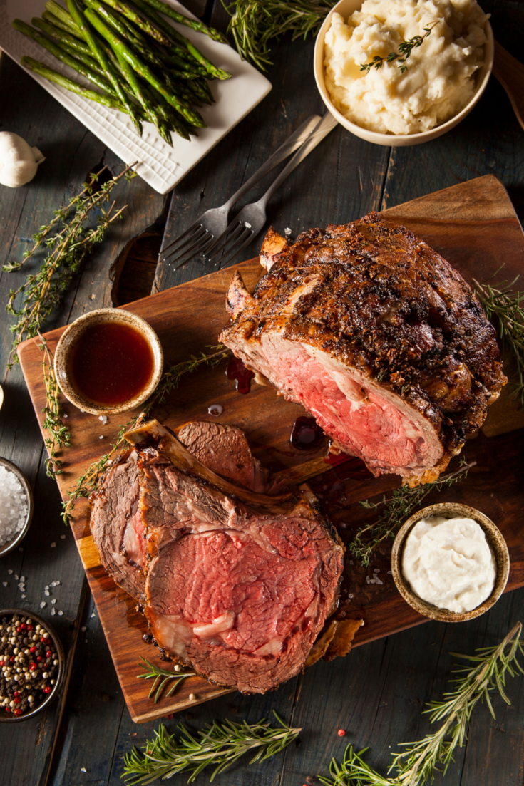 prime rib with au jus and creamed horseradish