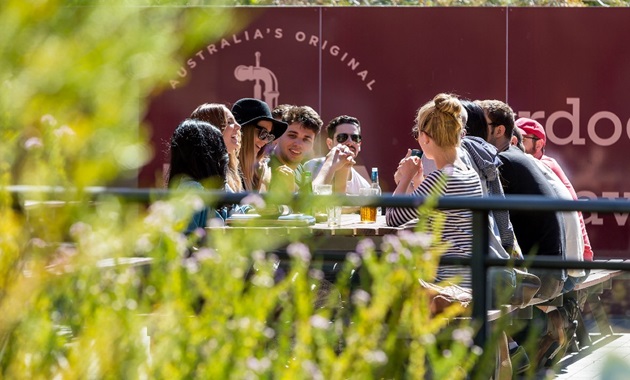 A group of students socialising at the Murdoch Guild Tavern.