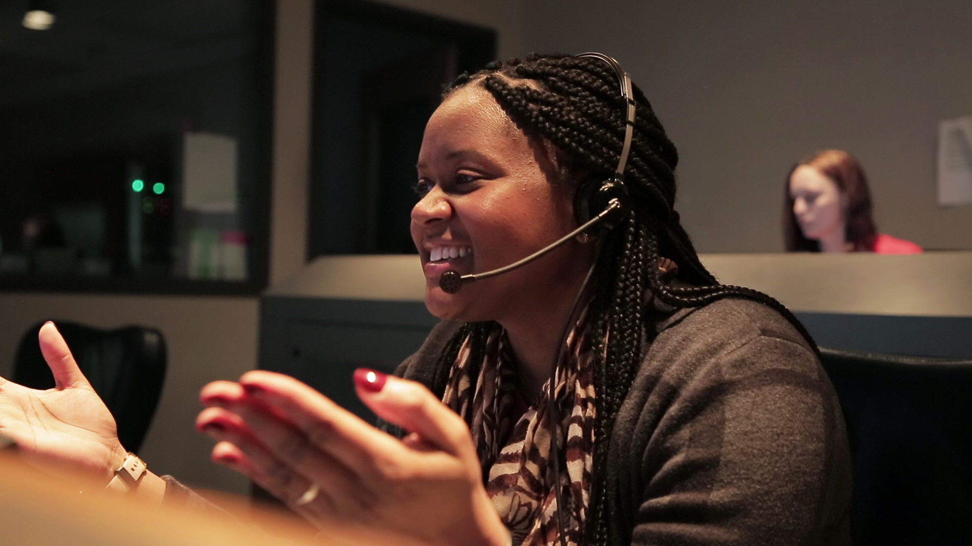 Woman in Broadcast Room