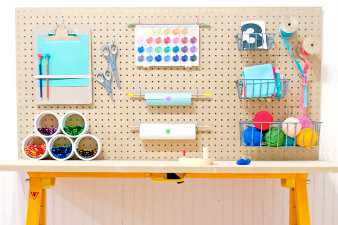 Organised kids craft table