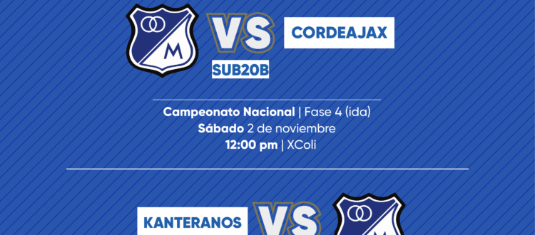 Programación Fútbol base Millonarios noviembre 2 2024