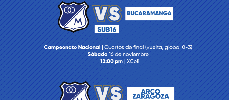 Programación Fútbol Base Millonarios noviembre 16-17 2024