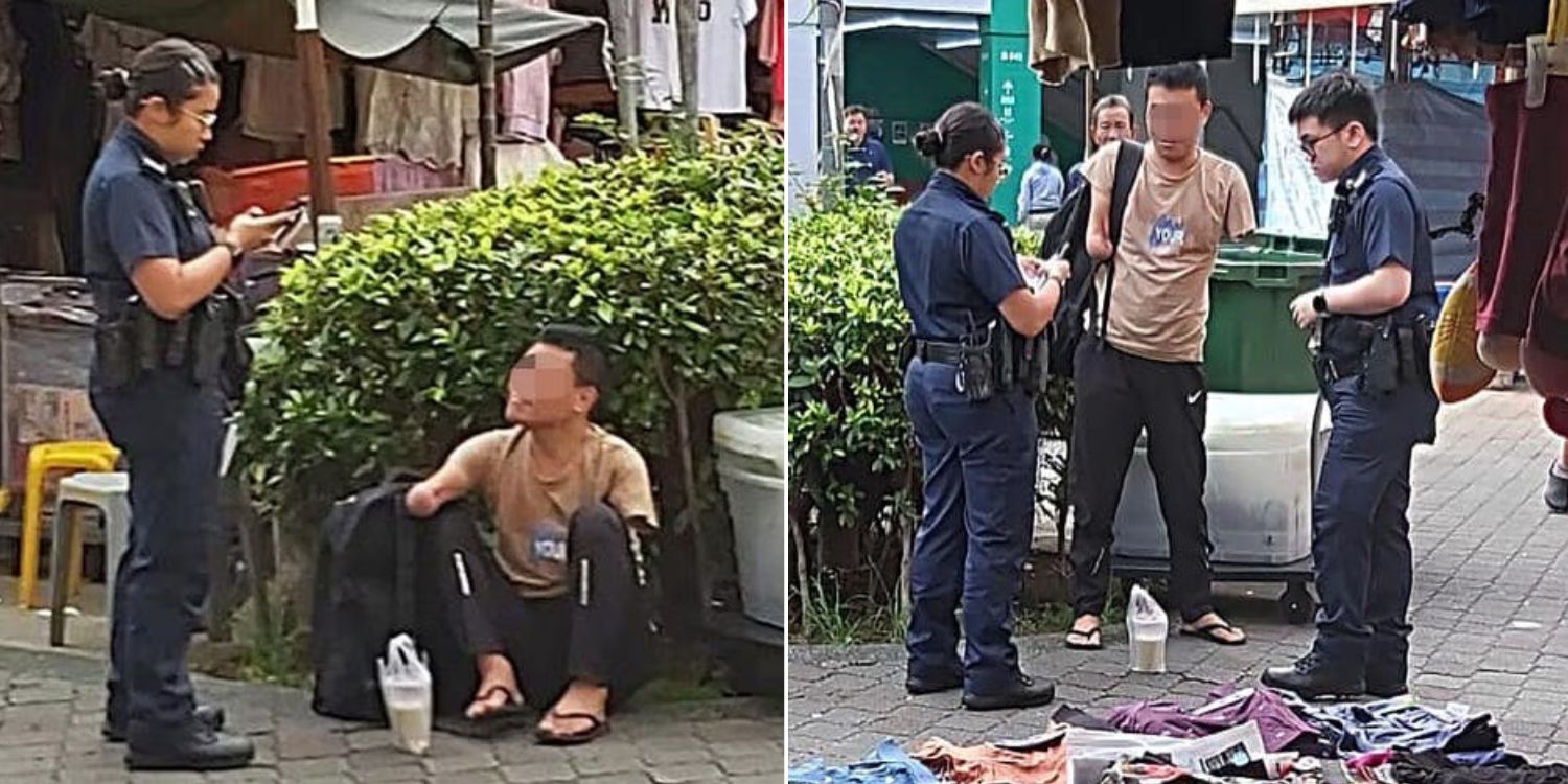 Disabled man selling tissues in Yishun taken away by police after being found to be a foreigner