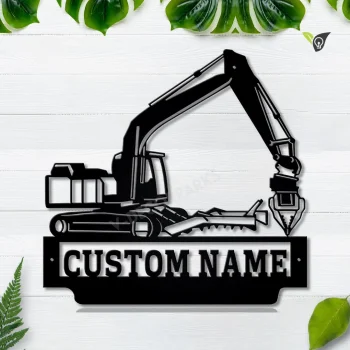 Personalized Hydraulic Excavator Metal Sign Art, Excavator Metal Sign, Hydraulic Excavator Monogram Gift, Job Gift, Decor Decoration