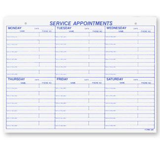 Service Appointment Pads