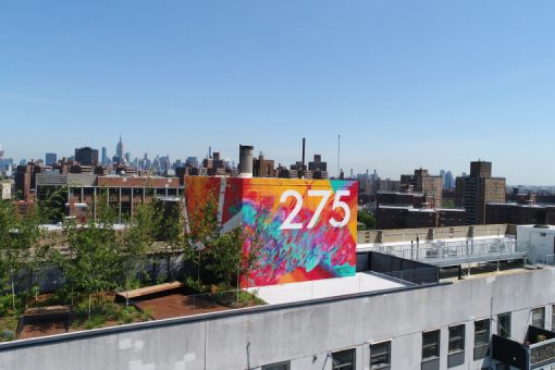 The rooftop common area at 275 South Street on the Lower East Side