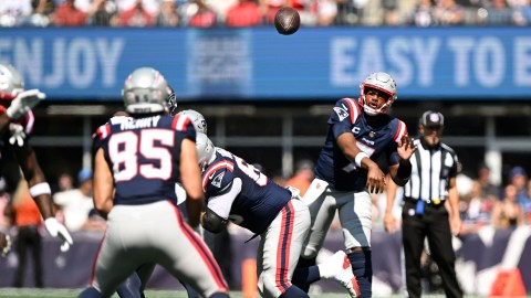 New England Patriots quarterback Jacoby Brissett and tight end Hunter Henry