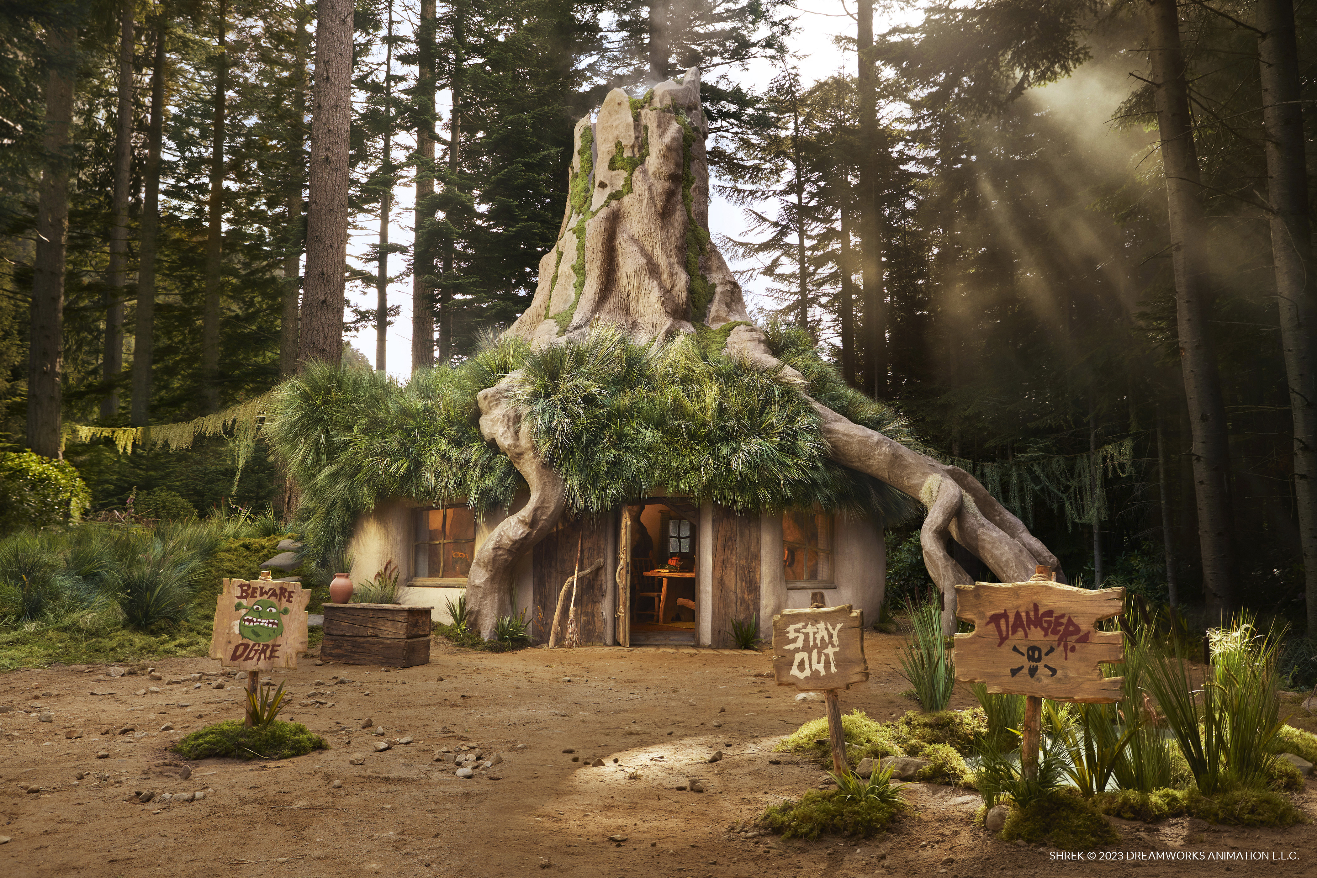 Exterior of Shrek's Swamp, a house built under a stump