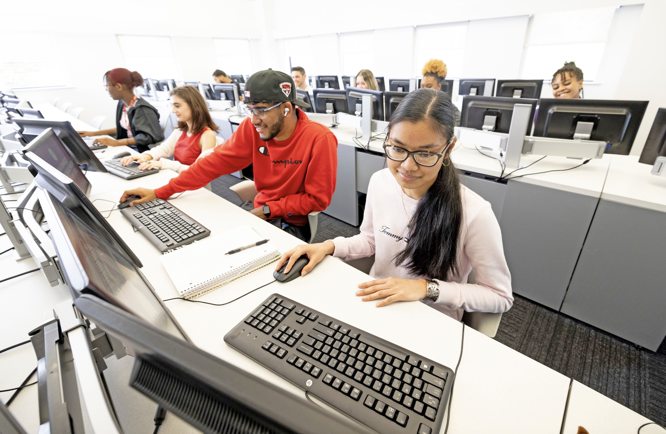 students at computers