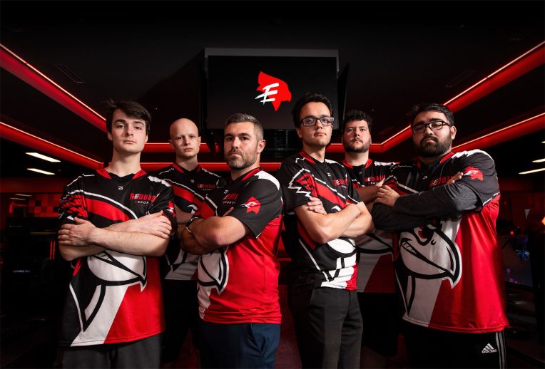 David Kirk and Jack Blahnik with Redbird Esports players