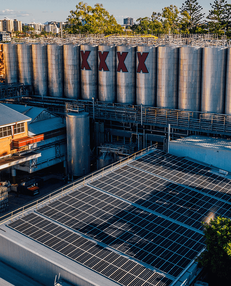 Wide shot of a beverage factory