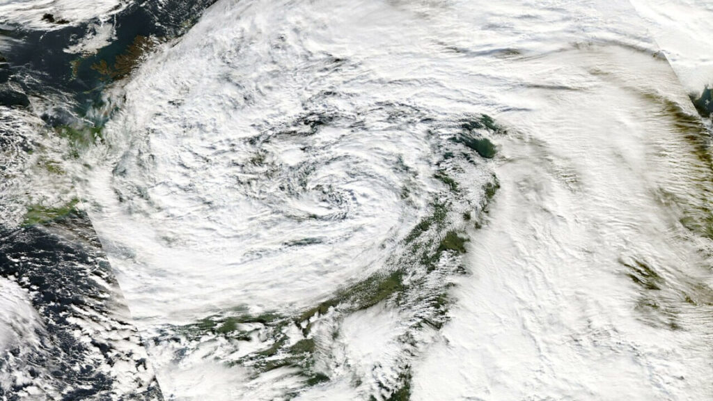 Satellite view of a hurricane