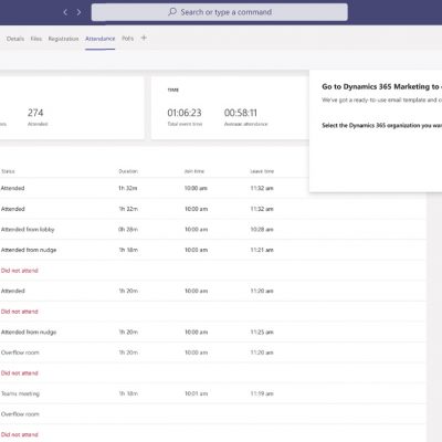 Dynamics 365 and Teams Integration user interface