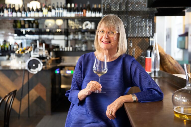 Jancis Robinson holding a wine glass