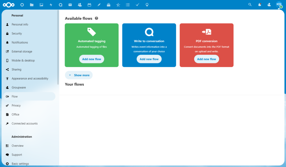 Nextcloud workflow management