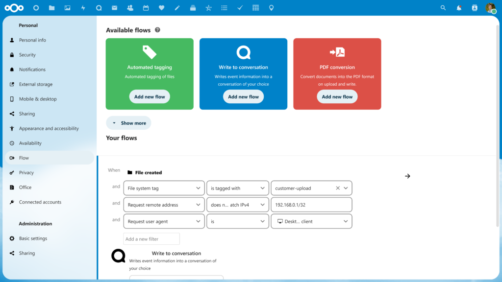 nextcloud flow - file access control