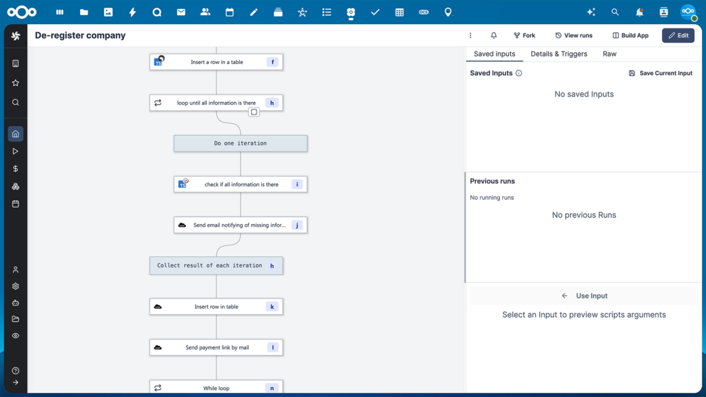 Nextcloud Hub 9 Nextcloud Flow company removal flow check mail