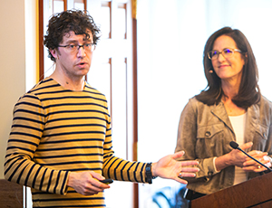 2019 Nieman Fellows Steve Myers and Mary Ellen Klas lead a session at the 2019 Christopher J. Georges Conference on College Journalism