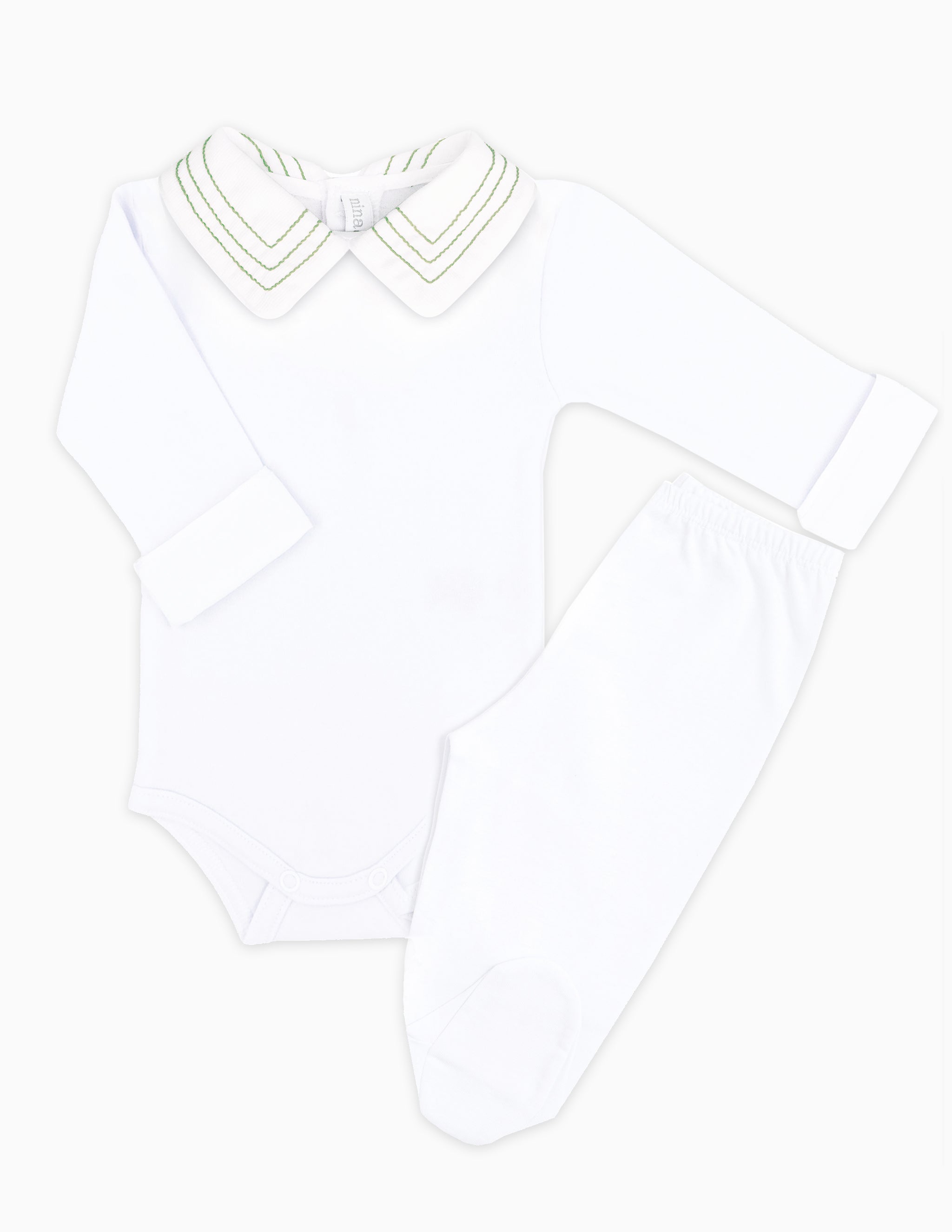 Body Bordado 3 Listras Verde - Nina & Maria Baby Store