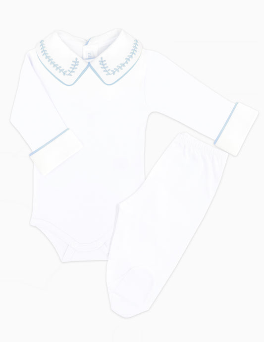 Body Bordado Trigo Azul Masculino - Nina & Maria Baby Store 2048