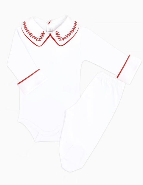 Body Bordado Trigo Vermelho Masculino - Nina & Maria Baby Store