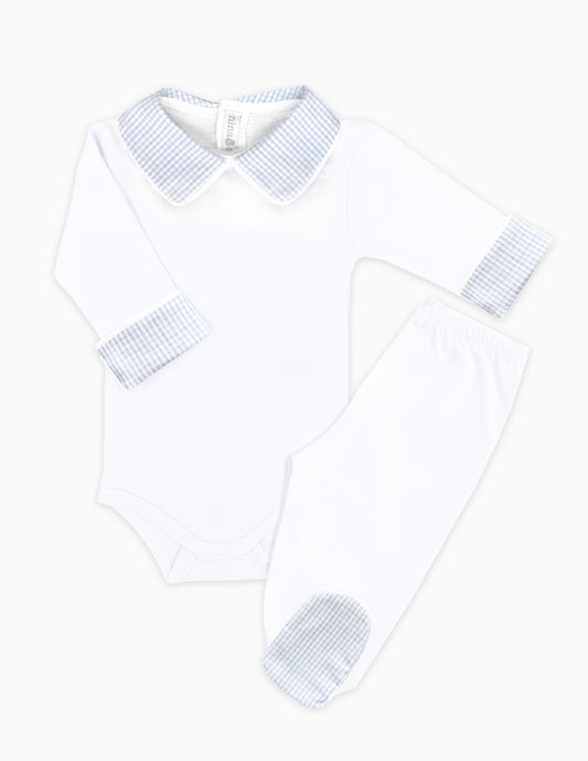 Body Azul Claro Xadrez - Nina & Maria Baby Store 2048