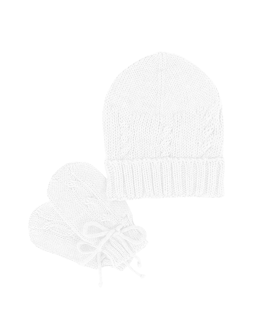 Kit Gorro e Luvas Trança Branco - Nina & Maria Baby Store 1024