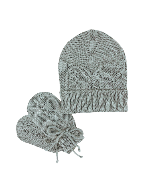 Kit Gorro e Luvas Trança Cinza - Nina & Maria Baby Store 1024