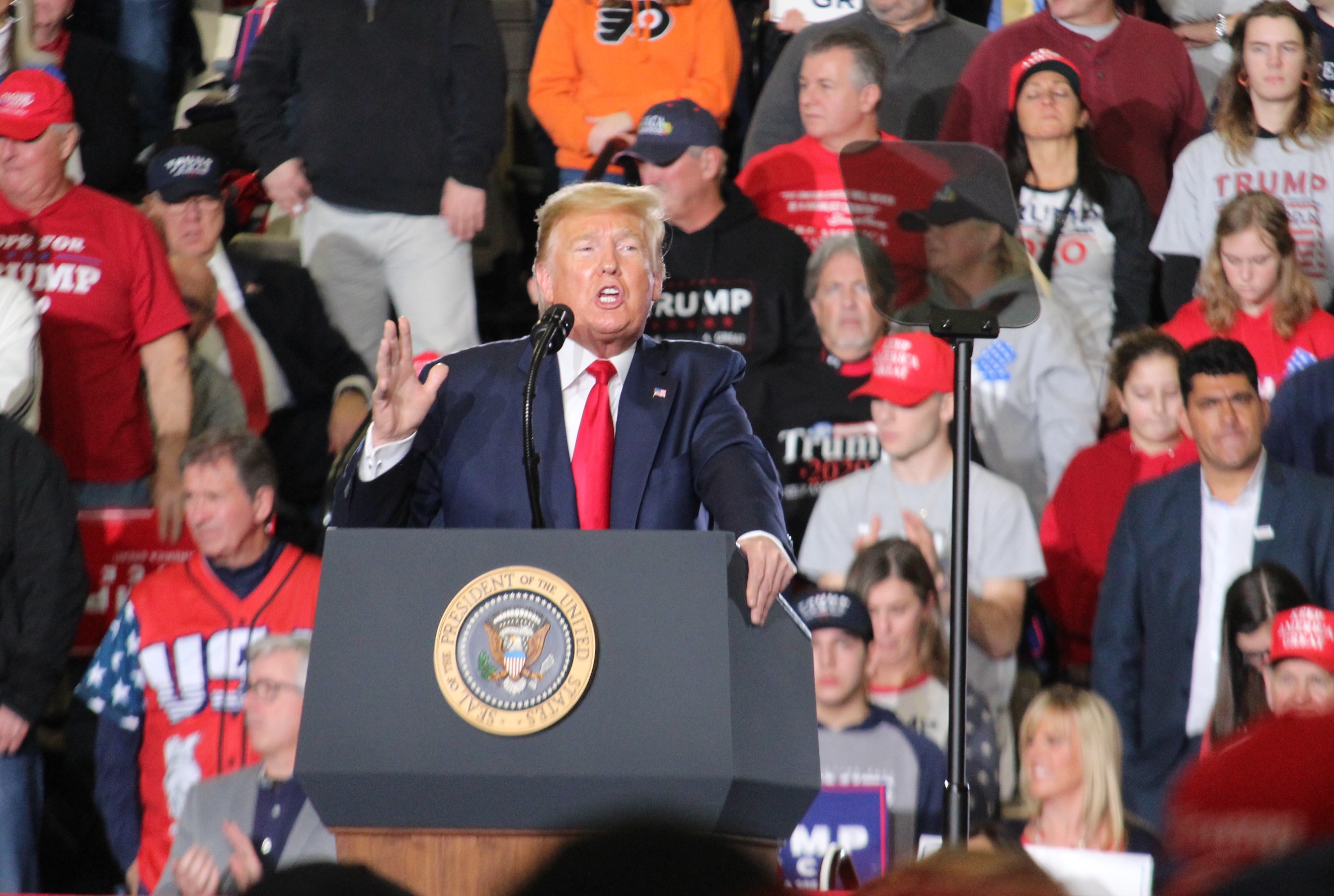 President Donald Trump speaks during a rally in Wildwood on Jan. 28, 2020.