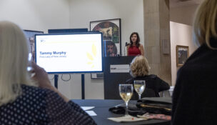 First Lady Tammy Murphy addresses attendees of the Golden Seeds' 20th anniversary celebration ceremony Oct. 22 in Montclair.