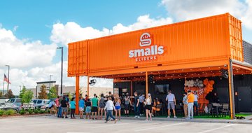 A grand opening celebration at a Smalls Sliders