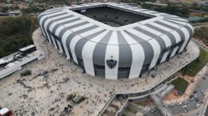 Vista aérea da Arena MRV, estádio do Atlético, em agosto de 2023 - Crédito: 