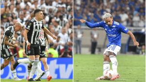 Battaglia, do Atlético, e Matheus Pereira, do Cruzeiro, estiveram entre os 20 jogadores com mais minutos em campo em 2024 - Crédito: 