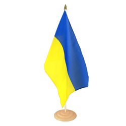 Ukraine Large Table Flag 12x18", wooden