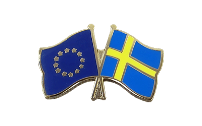 EU + Sweden Crossed Flag Pin