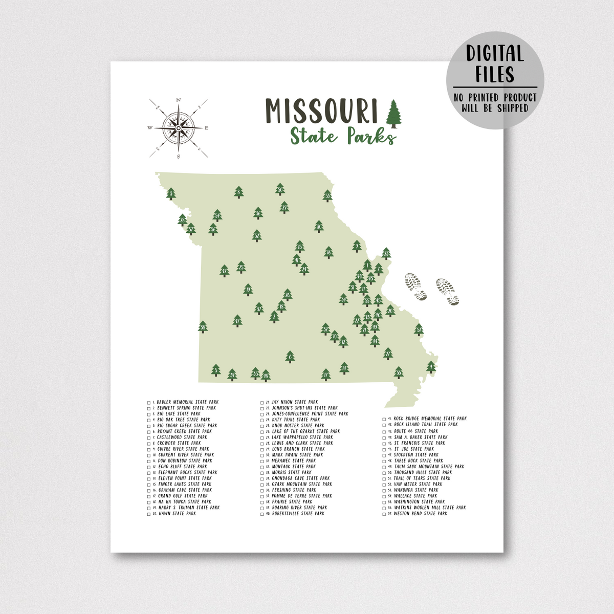 Missouri State Parks Map | Missouri Map | Gift For Traveler – Nomadic ...