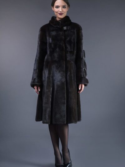 natural black velvet mink fur coat