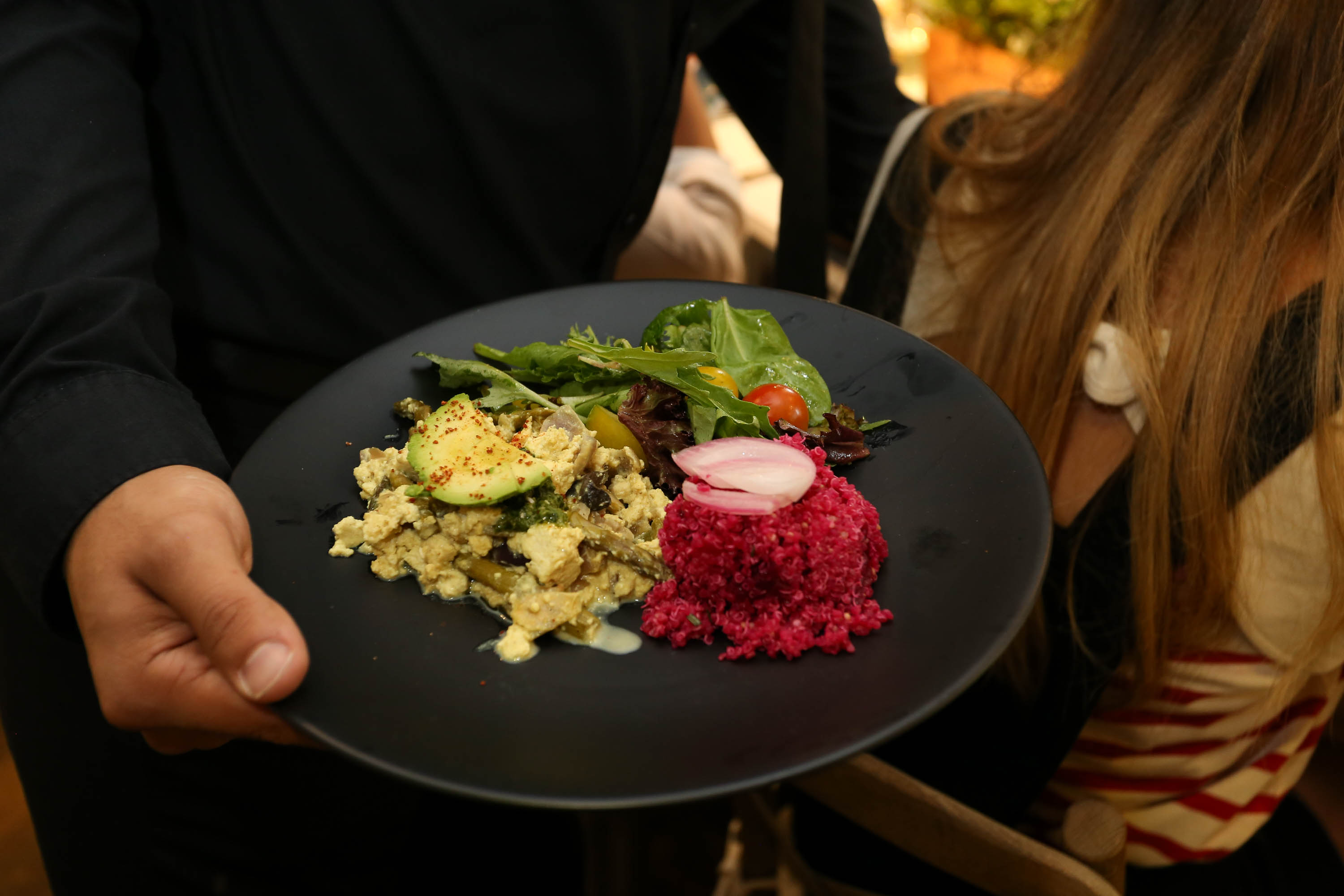 Food being prepared and presented during vegan chef Chloe Coscarelli hosted H&M Home Breakfast in 2017 in New York.