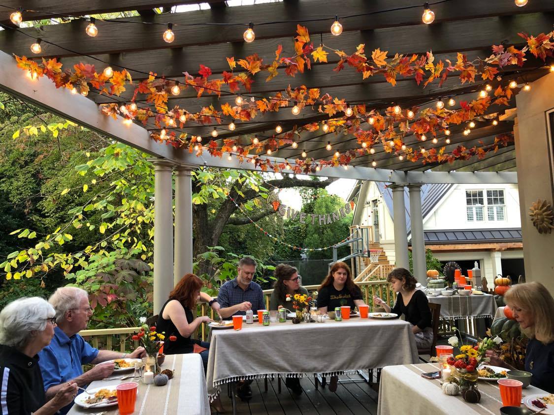 This year Laurie Smithwick's family decided to gather together for Thanksgiving--but outside and in October to make sure weather and schedules would permit.