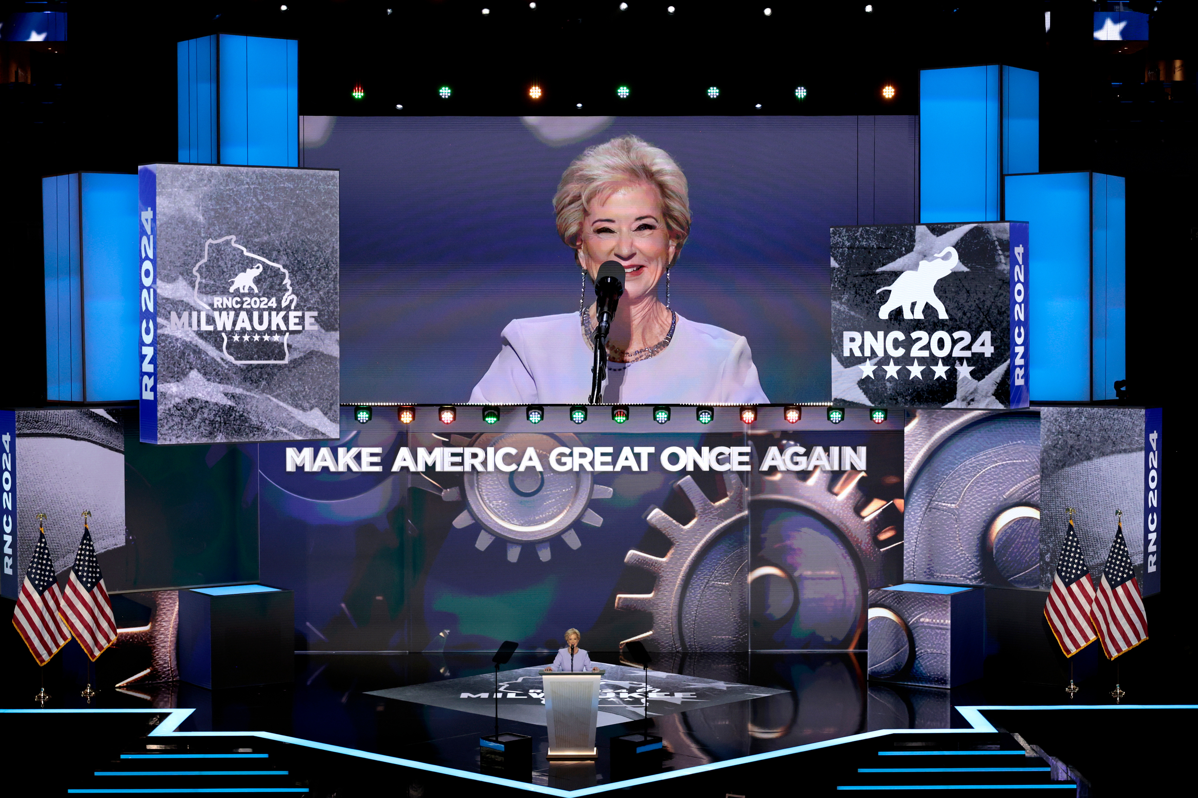 Linda McMahon, former administrator of the Small Business Administration, during the Republican National Convention.