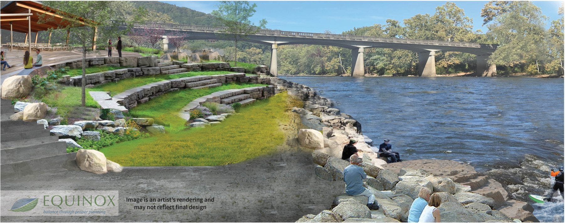 Rendering of park near river