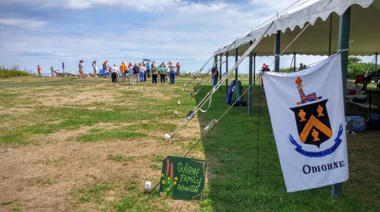 A white event tent set up at Odiorne State Park.