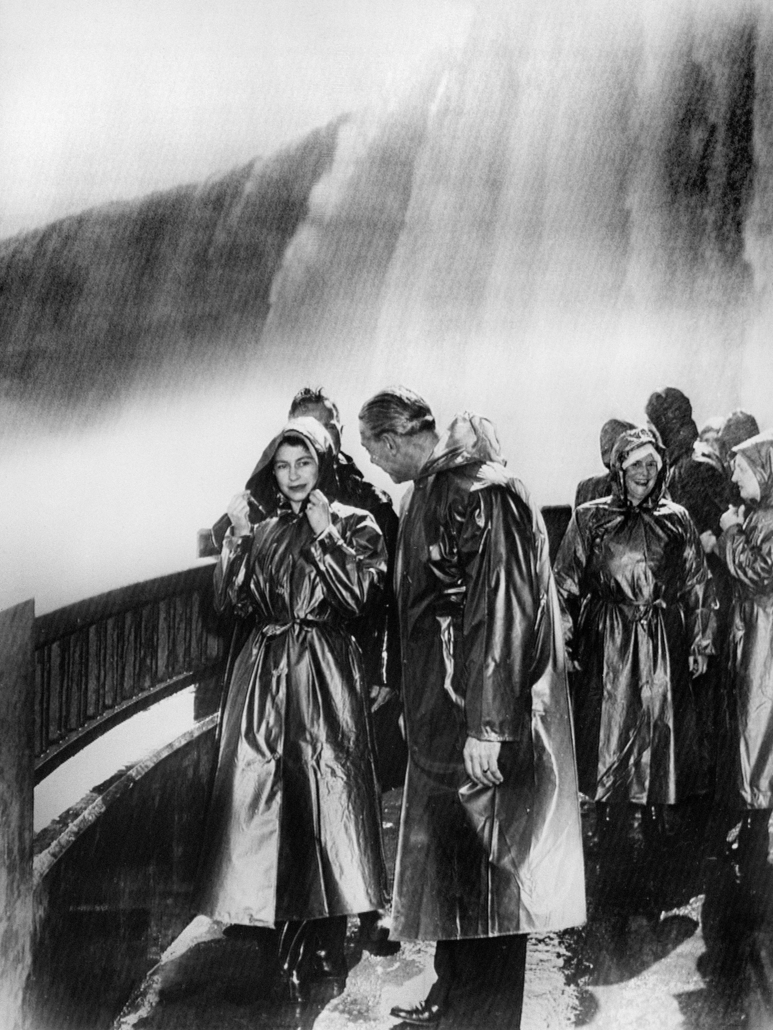 Then Princess Elizabeth at Niagara Falls with her husband (right) in 1951.