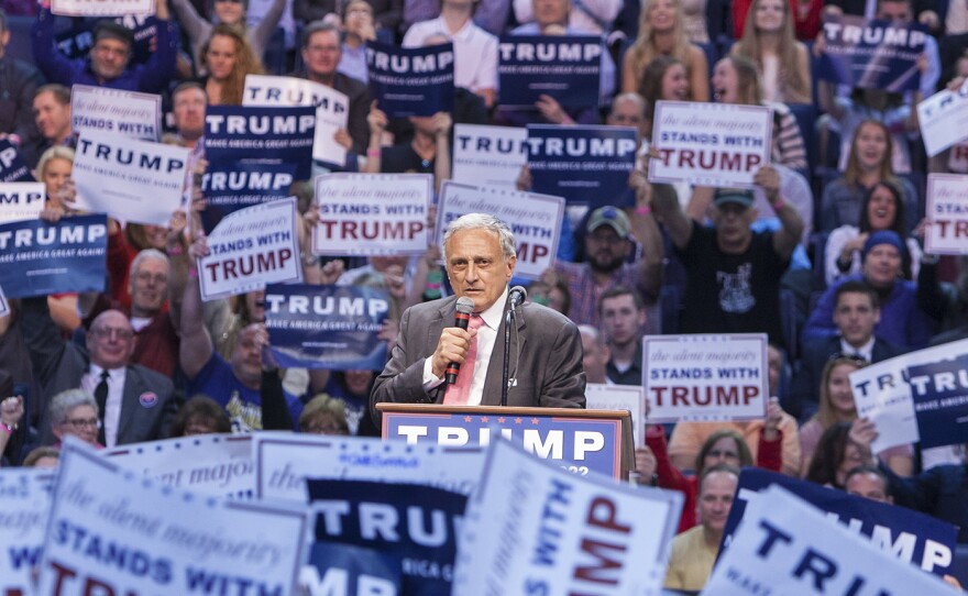 Carl Paladino speaks at a rally for then-candidate Donald Trump at Buffalo's Key Bank Center April 18, 2016.