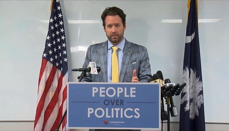 South Carolina Democratic nominee for governor Joe Cunningham says he would veto any further restrictions on abortion if he becomes governor.