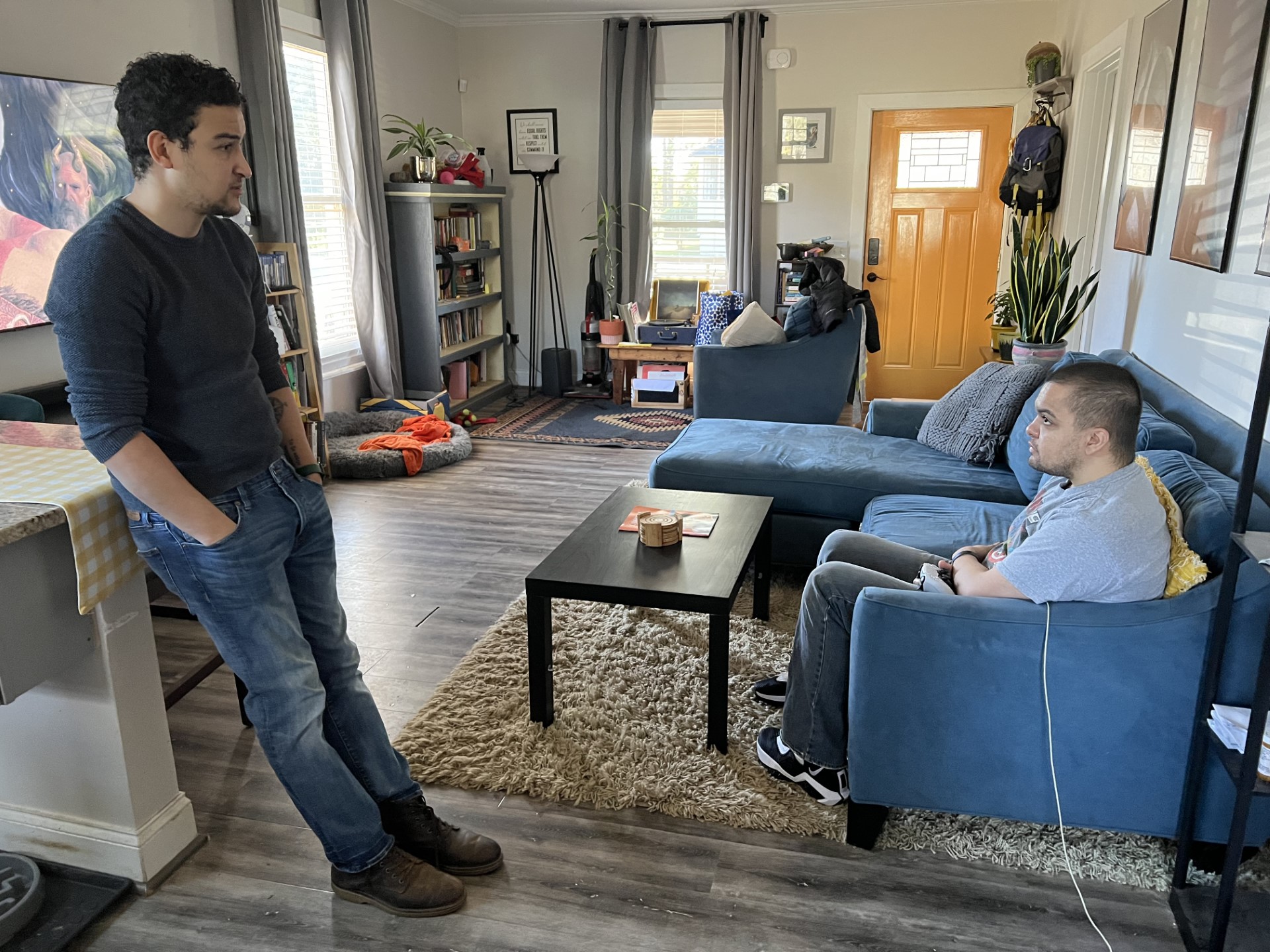 Erik Ramsey (right) and his stepbrother Austin Holland (left) in Austin’s home