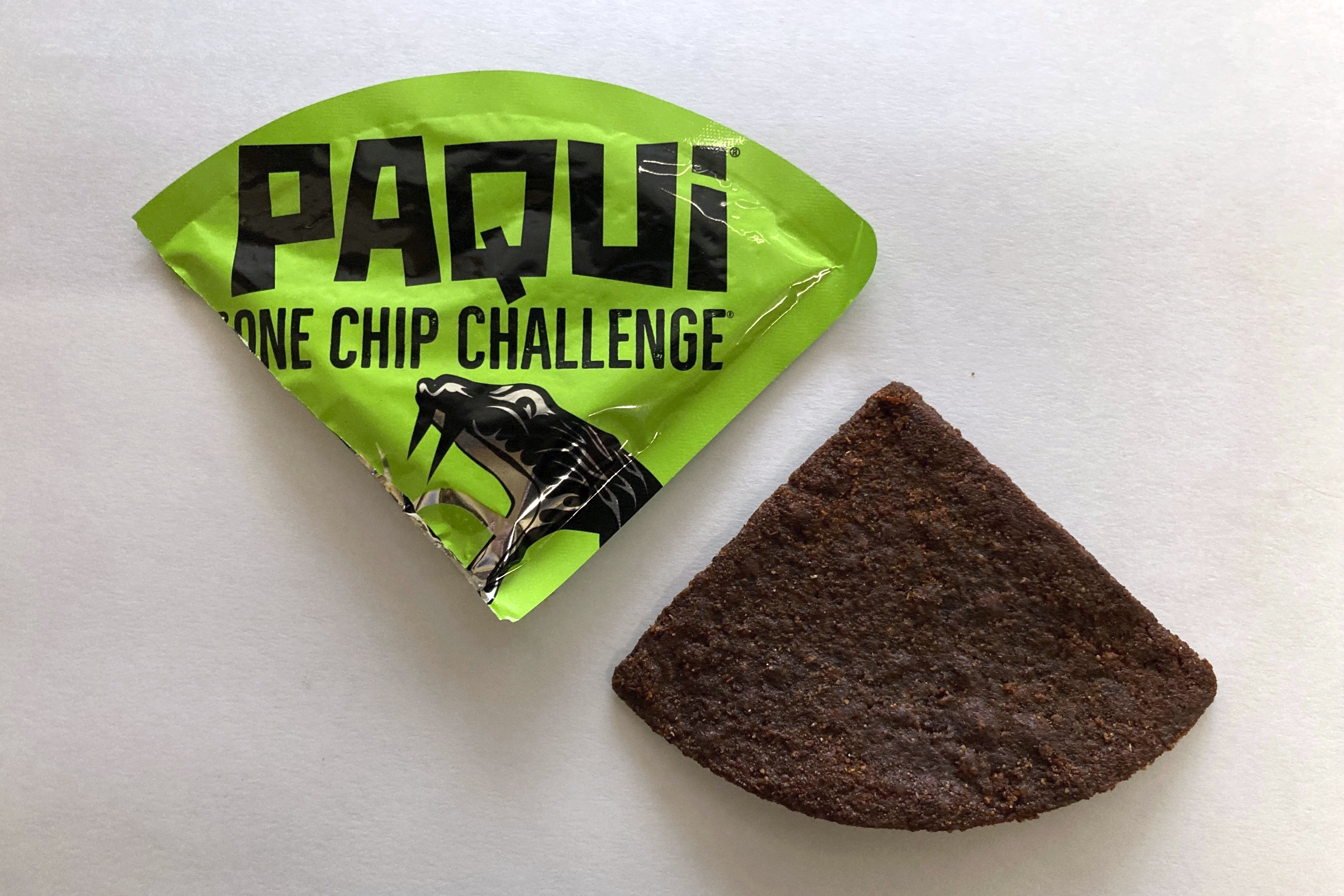 A Paqui One Chip Challenge chip is displayed in Boston on Sept. 8, 2023.
